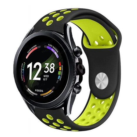 Strap-it Strap-it Bracelet sport Fossil gen 6 - 44mm (noir/jaune) Strap-it Strap-it Bracelet sport Fossil gen 6 - 44mm (noir/jaune)