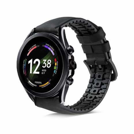 Strap-it Strap-it Bracelet silicone/cuir Fossil Gen 6 - 44mm (noir)