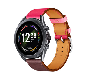 Strap-it Bracelet cuir Fossil Gen 6 - 44mm (rose vif/marron rouge)