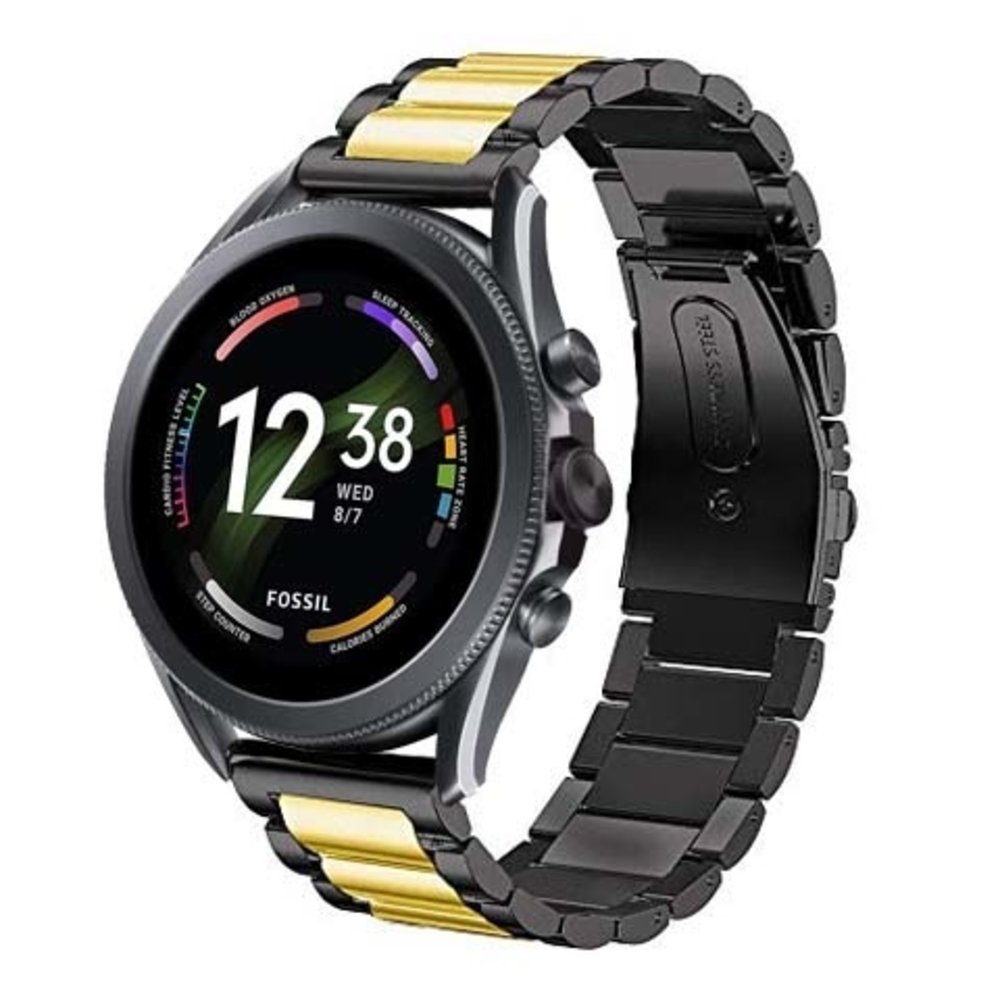Strap-it Strap-it Bracelet acier Fossil Gen 6 - 44 mm (noir/or)