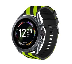 Strap-it Bracelet silicone rayé Fossil Gen 6 - 44mm (noir/jaune)