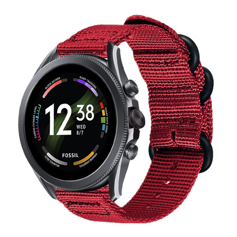 Strap-it Strap-it Bracelet nylon boucle Fossil Gen 6 - 44mm (rouge)