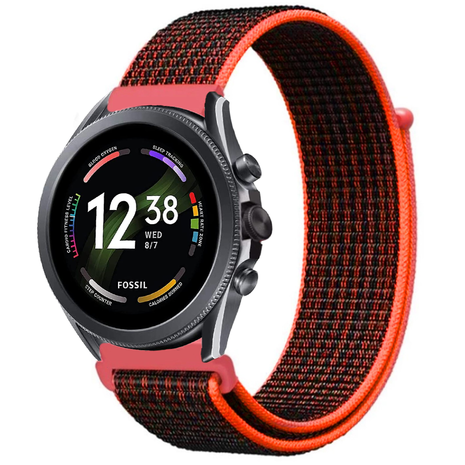 Strap-it Strap-it Bracelet nylon Fossil Gen 6 - 44mm (noir/orange)
