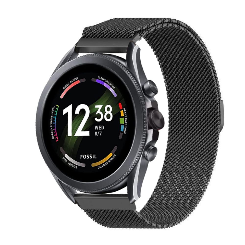 Strap-it Strap-it Bracelet Milanais Fossil Gen 6 - 44mm (noir)