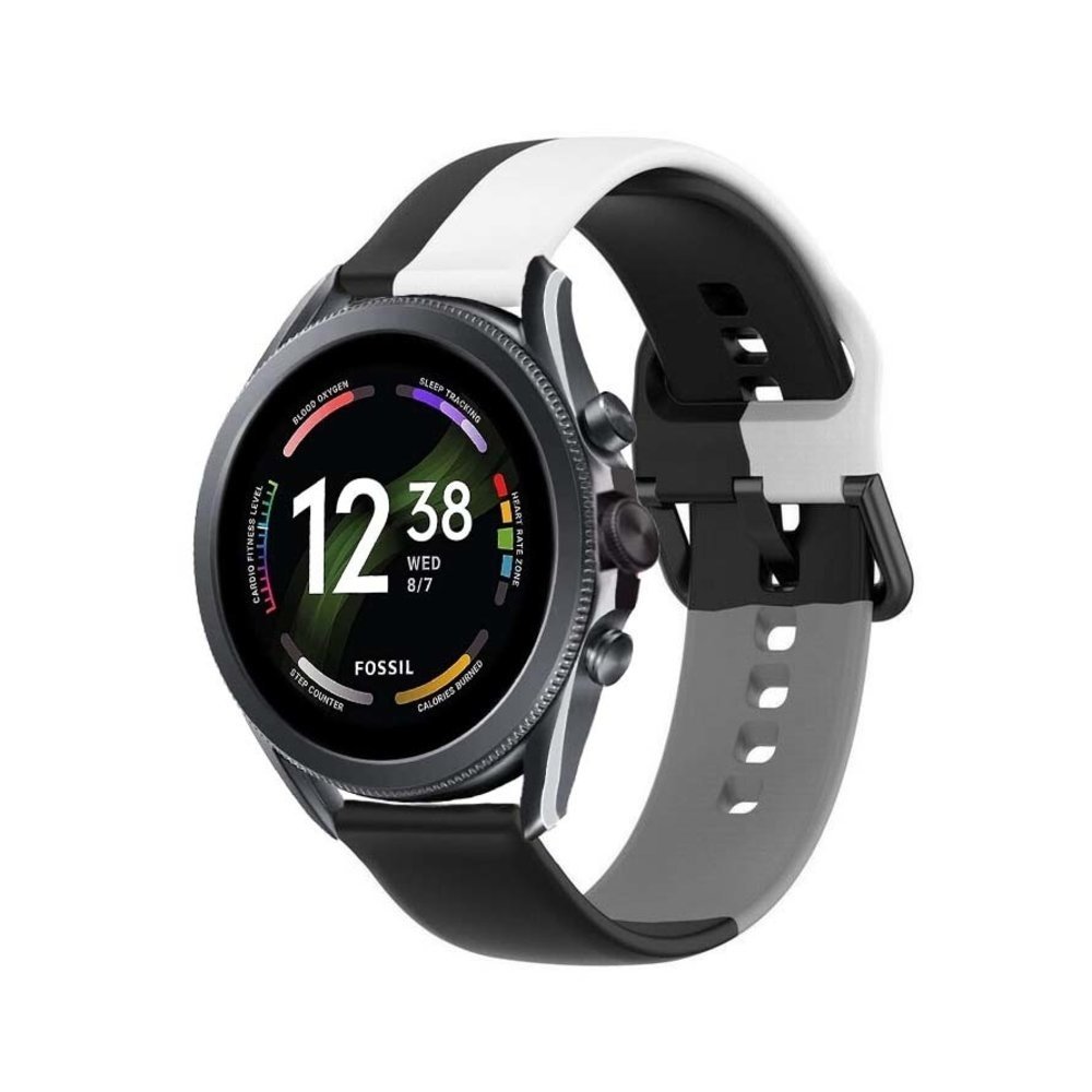 Strap-it Strap-it Bracelet triple sport Fossil Gen 6 - 44mm (noir-blanc-gris) Strap-it Strap-it Bracelet triple sport Fossil Gen 6 - 44mm (noir-blanc-gris)