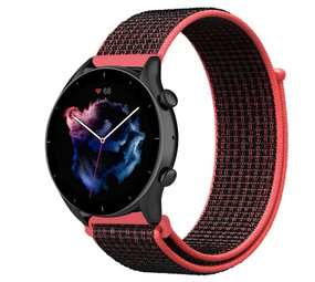 Strap-it Bracelet nylon Amazfit GTR 3 (Pro) (noir/rouge)