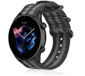 Strap-it Bracelet nylon boucle Amazfit GTR 3 (Pro) (noir/gris)