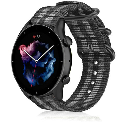 Strap-it Strap-it Bracelet nylon boucle Amazfit GTR 3 (Pro) (noir/gris) Strap-it Strap-it Bracelet nylon boucle Amazfit GTR 3 (Pro) (noir/gris)