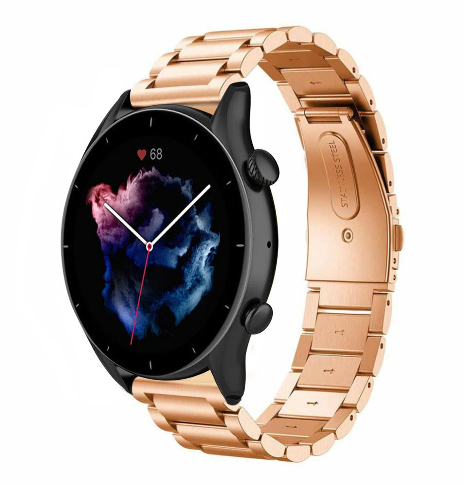 Strap-it Strap-it Bracelet acier Amazfit GTR 3 (Pro) (or rose) Strap-it Strap-it Bracelet acier Amazfit GTR 3 (Pro) (or rose)