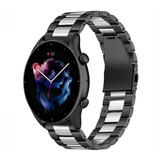 Strap-it Bracelet acier Amazfit GTR 3 (Pro) (noir/argent)