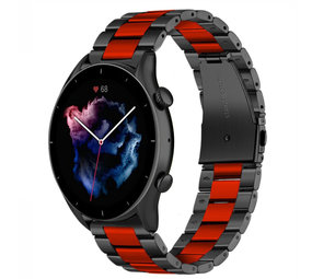 Strap-it Bracelet acier Amazfit GTR 3 (Pro) (noir/rouge)