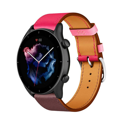 Strap-it Strap-it Bracelet cuir Amazfit GTR 3 (Pro) (rose vif/marron rouge)