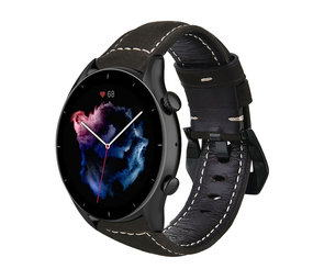 Strap-it Bracelet cuir Amazfit GTR 3 (Pro) (noir)