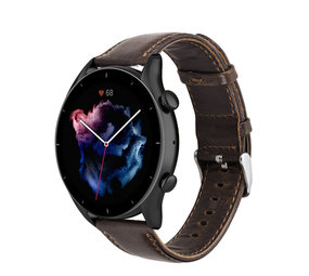 Strap-it Bracelet cuir Amazfit GTR 3 (Pro) (brun foncé)