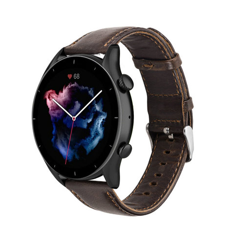 Strap-it Strap-it Bracelet cuir Amazfit GTR 3 (Pro) (brun foncé) Strap-it Strap-it Bracelet cuir Amazfit GTR 3 (Pro) (brun foncé)