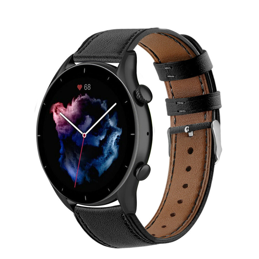 Strap-it Strap-it Bracelet cuir Amazfit GTR 3 (Pro) (noir serré)