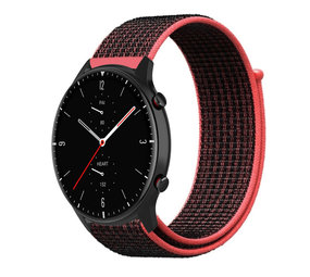 Strap-it Bracelet nylon Amazfit GTR 2 (noir/rouge)