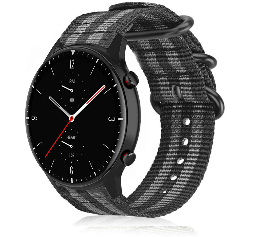 Strap-it Strap-it Bracelet nylon boucle Amazfit GTR 2 (noir/gris)