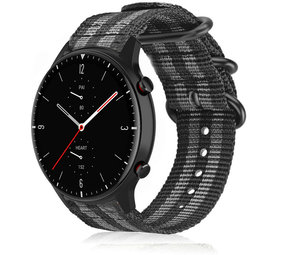 Strap-it Bracelet nylon boucle Amazfit GTR 2 (noir/gris)