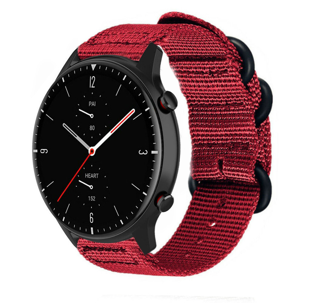 Strap-it Strap-it Bracelet nylon boucle Amazfit GTR 2 (rouge)