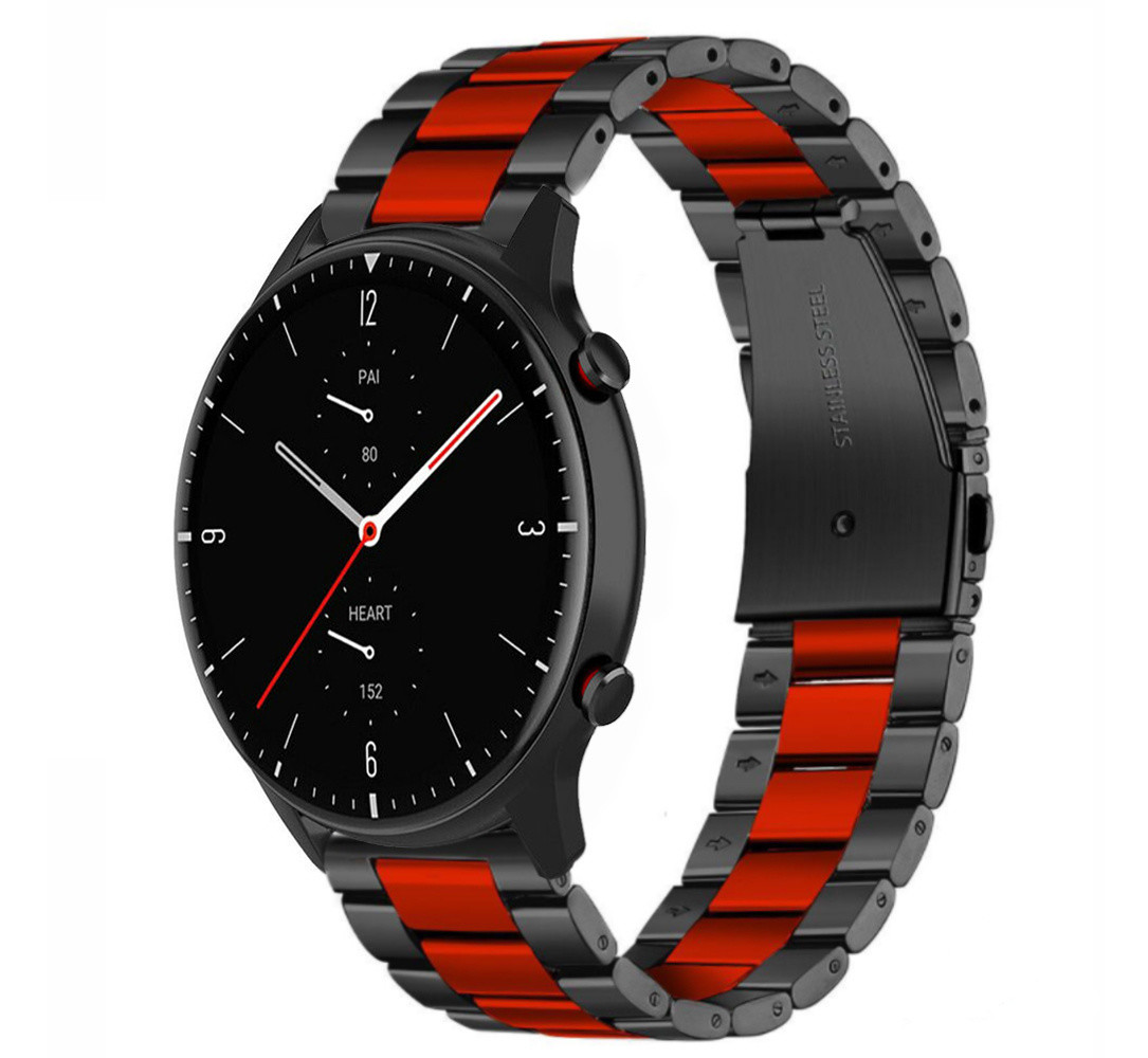 Strap-it Strap-it Bracelet acier Amazfit GTR 2 (noir/rouge)