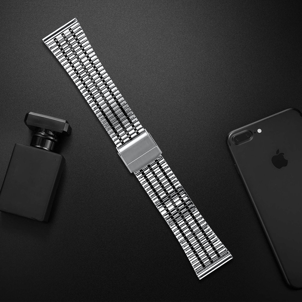 Strap-it Strap-it Bracelet acier inoxydable Amazfit GTR 2 (argent/noir) Strap-it Strap-it Bracelet acier inoxydable Amazfit GTR 2 (argent/noir)