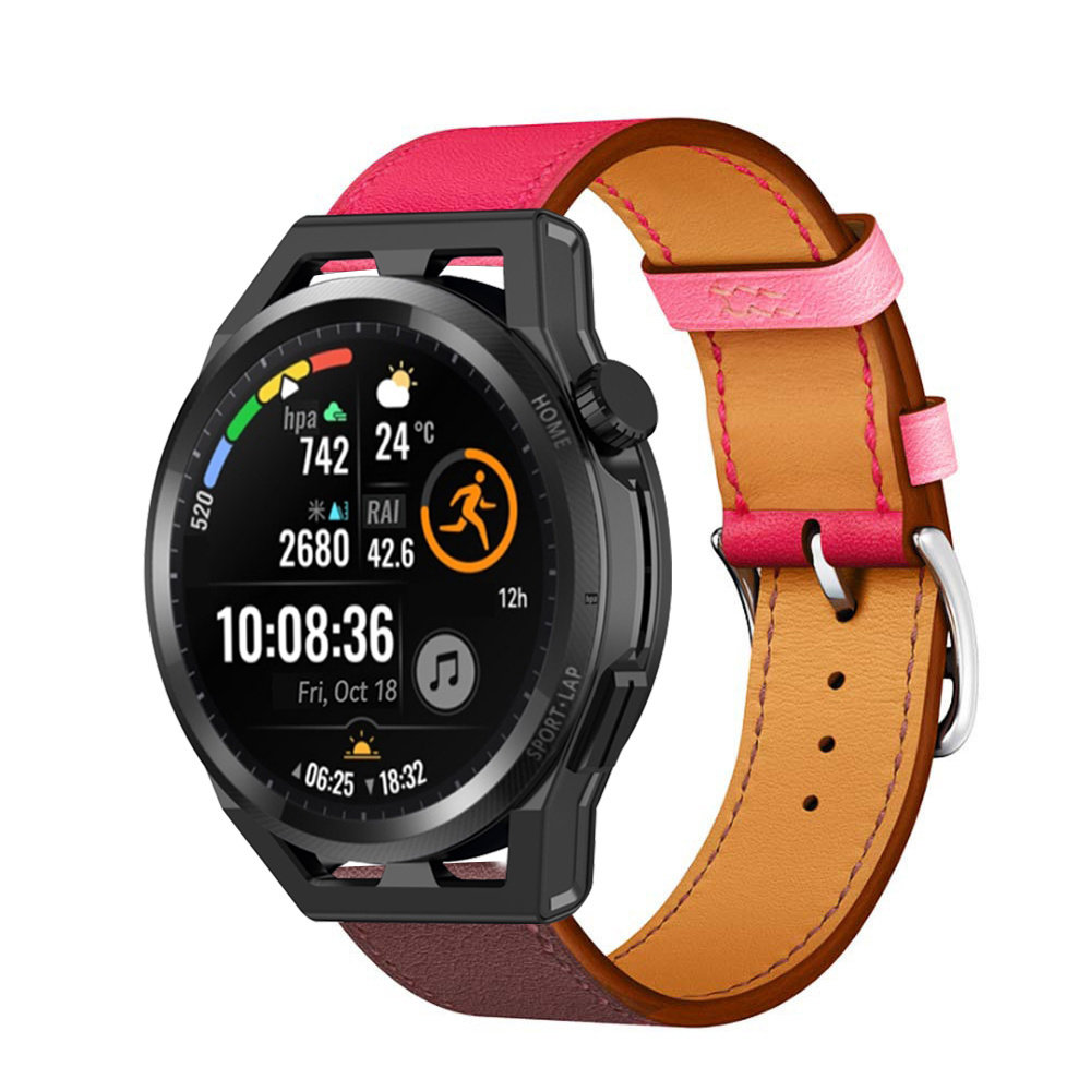 Strap-it Strap-it Bracelet cuir Huawei Watch GT Runner (rose vif/marron rouge)