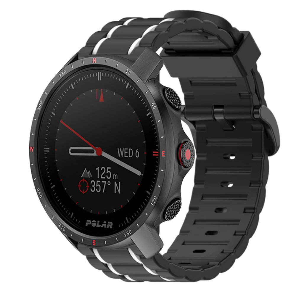 Bracelet sport boucle Polar Grit X Pro (noir/blanc) Braceletsmartwatch.fr