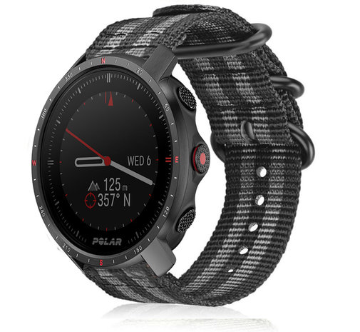 Strap-it Strap-it Bracelet nylon boucle Polar Grit X Pro (noir/gris)