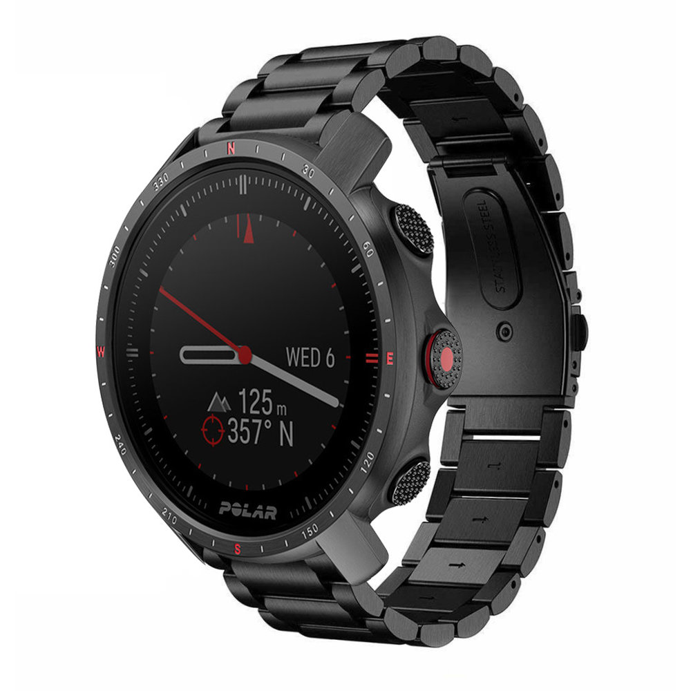Bracelet acier Polar Grit X Pro (noir) Braceletsmartwatch.fr