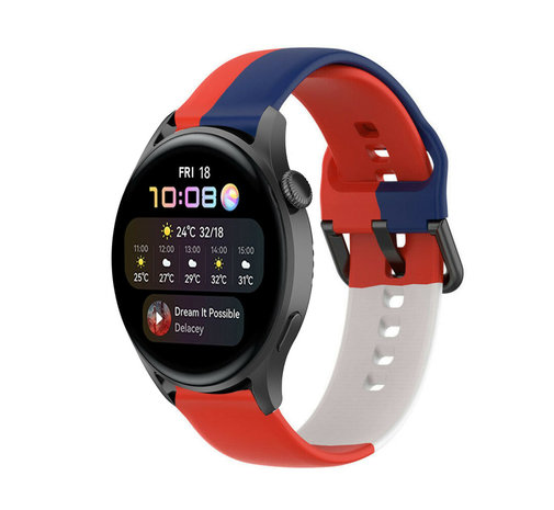Strap-it Strap-it Bracelet triple sport Huawei Watch 3 (Pro) (rouge/blanc/bleu)