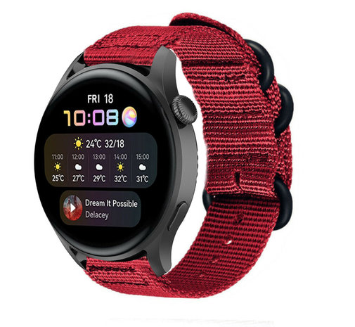 Strap-it Strap-it Bracelet nylon boucle Huawei Watch 3 (Pro) (rouge)