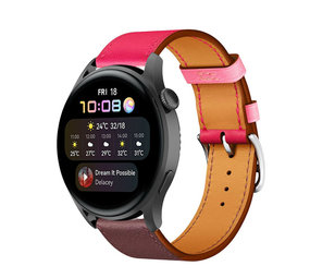 Strap-it Bracelet cuir Huawei Watch 3 (Pro) (rose vif/marron rouge)