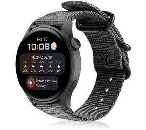 Strap-it Bracelet nylon boucle Huawei Watch 3 (Pro) (noir)