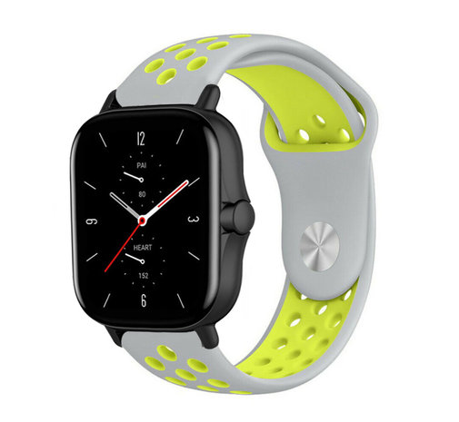 Strap-it Strap-it Bracelet sport Amazfit GTS 2 (gris/jaune)