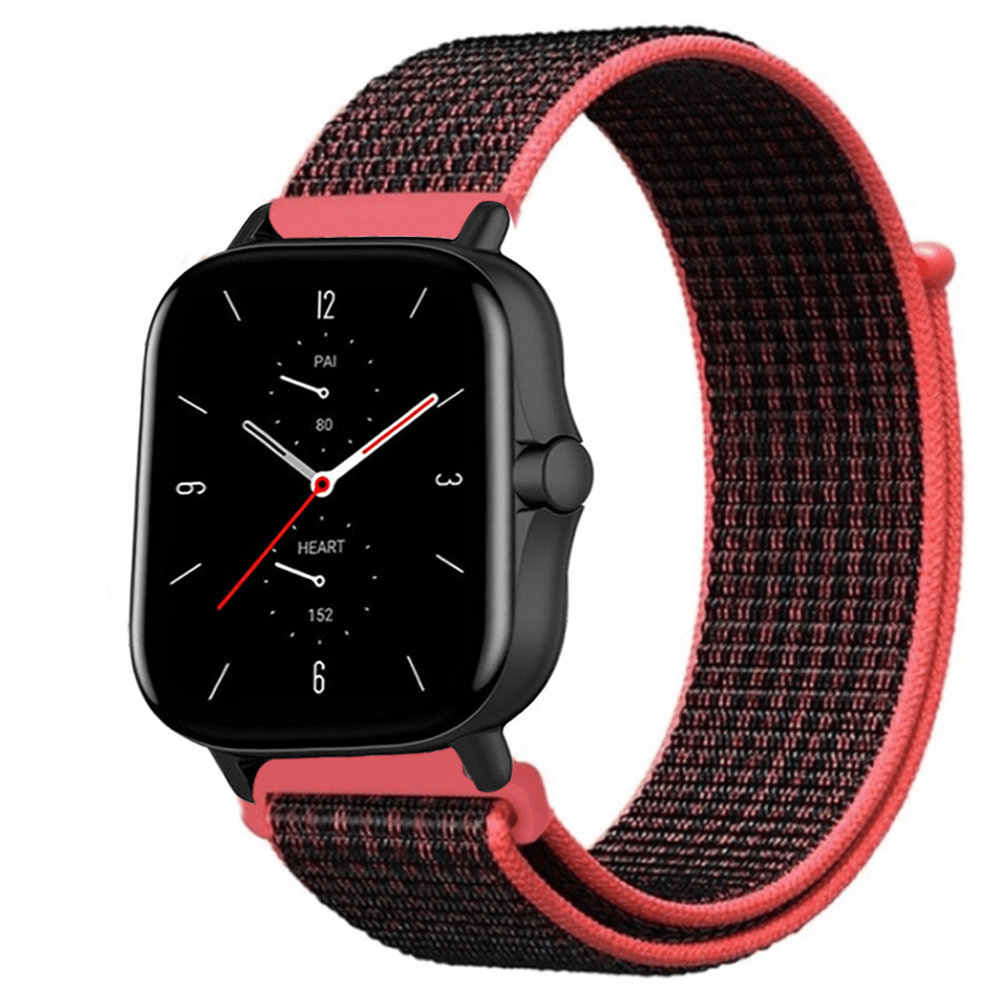 Strap-it Strap-it Bracelet nylon Amazfit GTS 2 (noir/rouge)