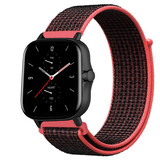 Strap-it Bracelet nylon Amazfit GTS 2 (noir/rouge)