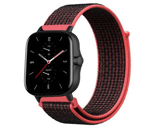 Strap-it Bracelet nylon Amazfit GTS 2 (noir/rouge)