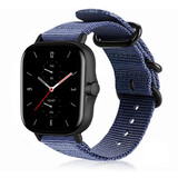 Strap-it Bracelet nylon boucle Amazfit GTS 2 (bleu)