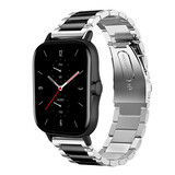 Strap-it Bracelet acier Amazfit GTS 2 (argent/noir)