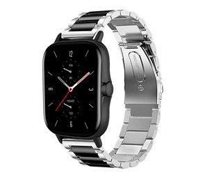 Strap-it Bracelet acier Amazfit GTS 2 (argent/noir)