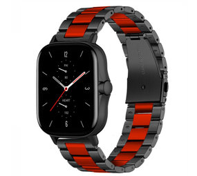 Strap-it Bracelet acier Amazfit GTS 2 (noir/rouge)