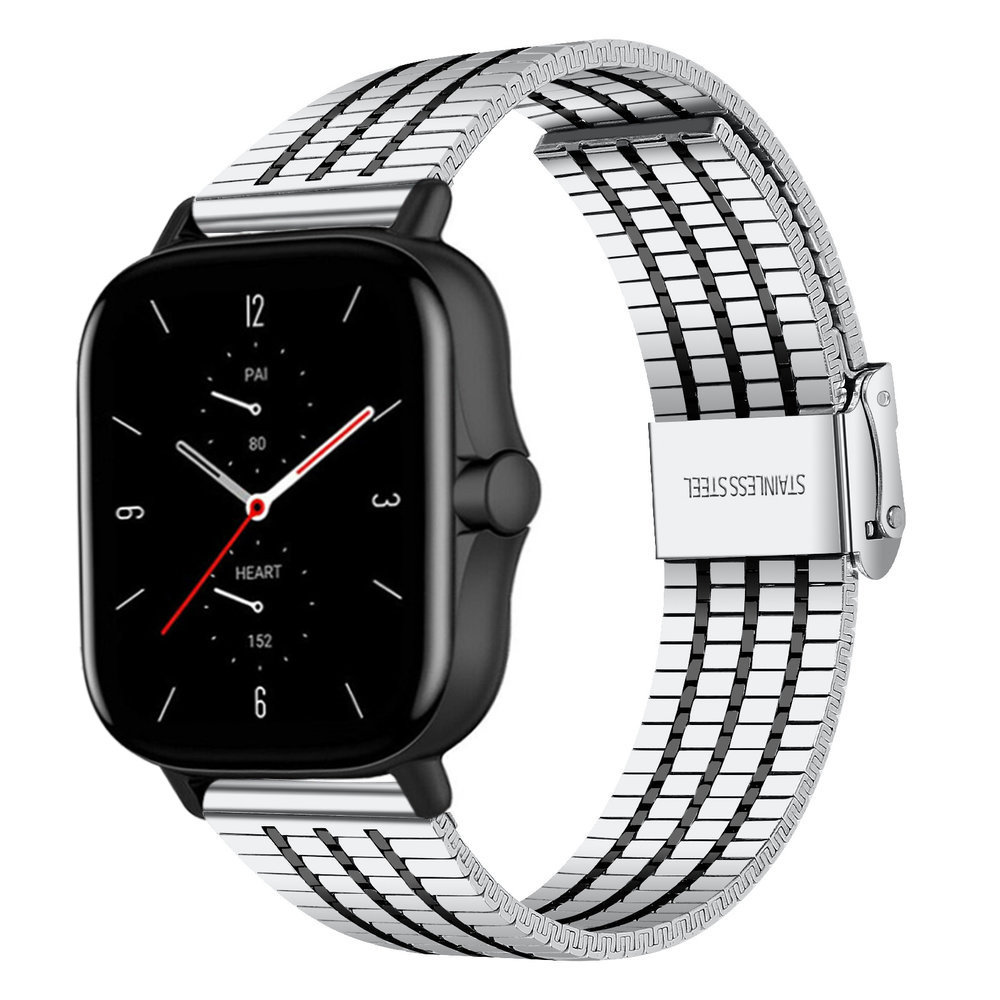 Strap-it Strap-it Bracelet acier inoxydable Amazfit GTS 2 (argent/noir)