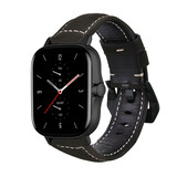 Strap-it Bracelet cuir Amazfit GTS 2  (noir)
