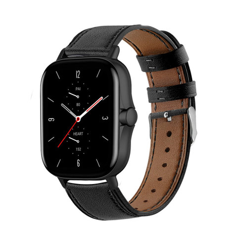 Strap-it Strap-it Bracelet cuir Amazfit GTS 2 (noir serré)