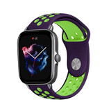 Strap-it Bracelet sport Amazfit GTS 3 (violet/vert)