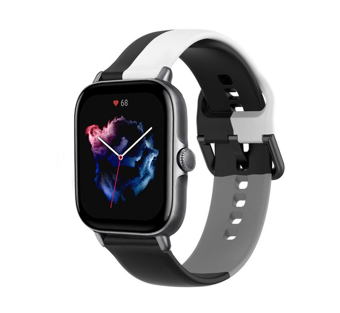 Strap-it Strap-it Bracelet triple sport Amazfit GTS 3 (noir/blanc/gris)