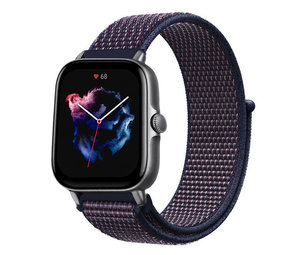 Strap-it Bracelet nylon Amazfit GTS 3 (violet-bleu)