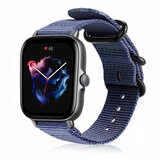 Strap-it Bracelet nylon boucle Amazfit GTS 3 (bleu)