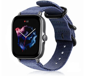 Strap-it Bracelet nylon boucle Amazfit GTS 3 (bleu)